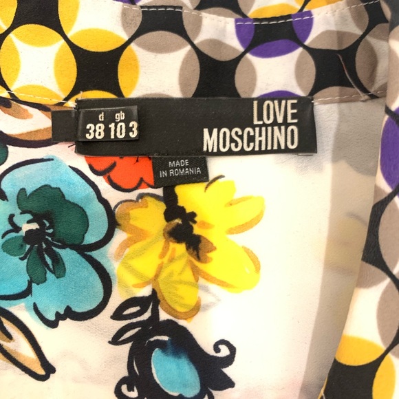 LOVE MOSCHINO Flower Geometric Pattern Blouse Sz38 - Picture 2 of 5